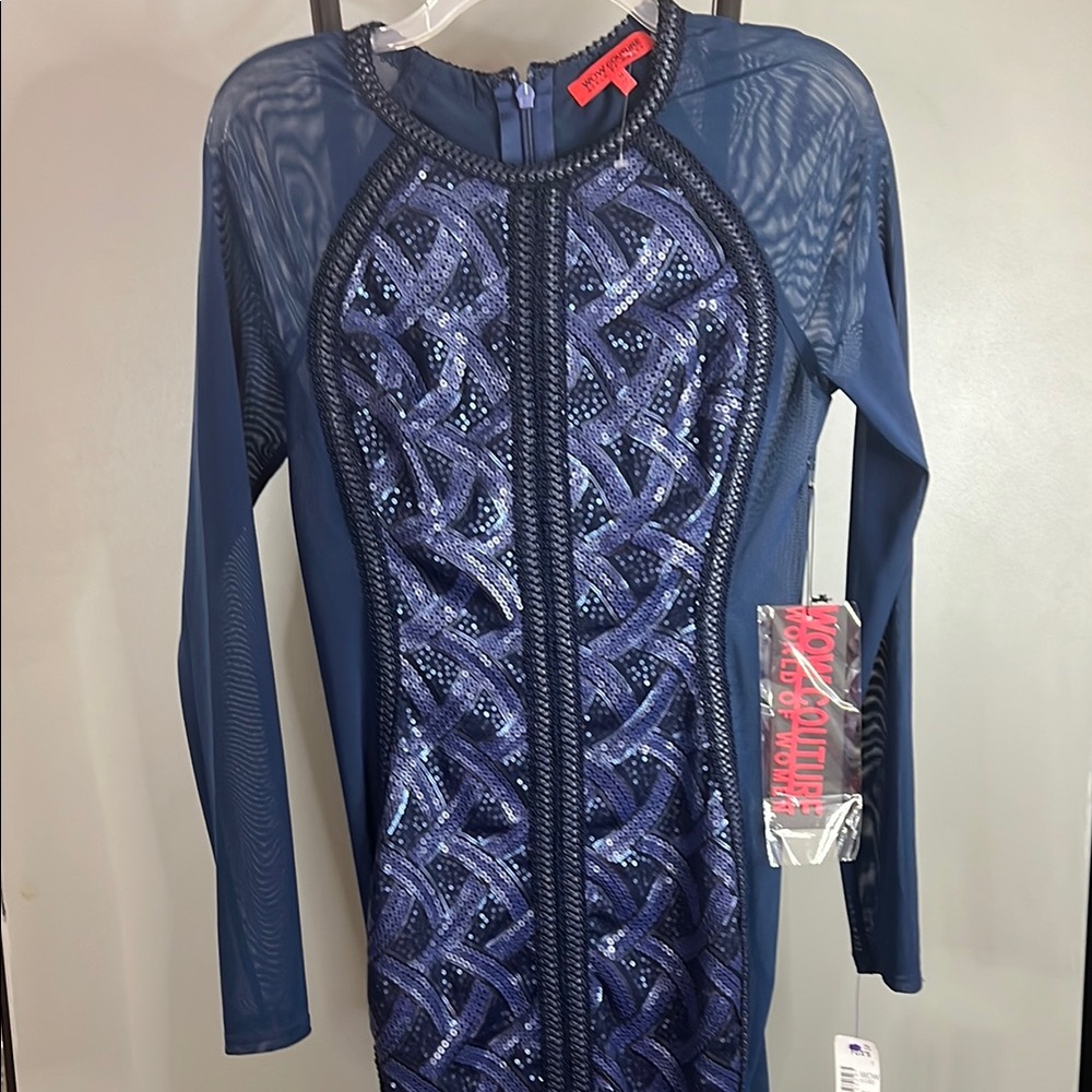 Herve Leger Blue Sequin Dress